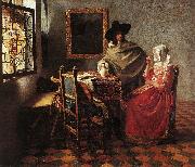 VERMEER VAN DELFT, Jan A Lady Drinking and a Gentleman wr USA oil painting artist